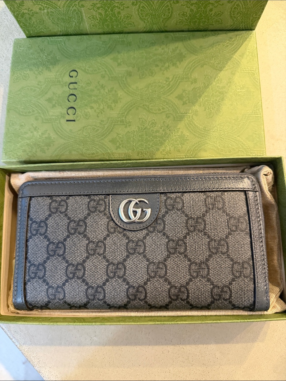 GUCCI | ✨NEW✨ Ophidia GG Supreme Zip Around Long Wallet in Grey/Graphite Grey - Picture 8 of 8